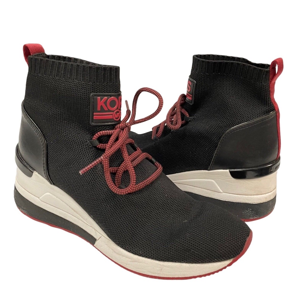 Michael Kors Classic "Skyler" Knit Bootie Sneaker With Red Accents New!!!